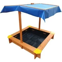 BruKa Sandkasten SANDI XXL mit Deckel und Sitzbänken Holzsandkasten Holz Sand Kasten