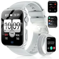 blackview Smartwatch Herren Damen, LED-Leuchte, 350mAh (6 Tage), 2 Armbänder Smartwatch (1.91 Zoll, iOS/Android), mit Wechselband aus weichemSilikon und Ladekabel, Antwort & Anruf tätigen,Herzfrequenz,Schlafmonitor,SpO2,Schritten,IP68
