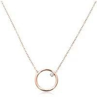 JEWLIX Edelstahlkette Rosévergoldet mit Kreisanhänger und Zirkonia N5146-R