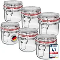 Wellgro Vorratsglas Einmachgläser mit Bügelverschluss rund, Fermentierglas, (6-tlg)
