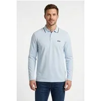BOSS GREEN Langarm-Poloshirt Plisy mit Streifen am Kragen