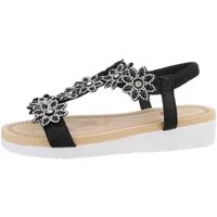 Ital-Design Damen Freizeit Riemchensandalette (85960342) Keilabsatz/Wedge Keilsandaletten in Schwarz