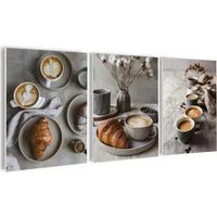 artissimo Mehrteilige Bilder Bilderset 3er-Set, Deko Küche, Wandbilder-Set, Bilder Kaffee grau, modernes Küchenbild: vintage Coffee