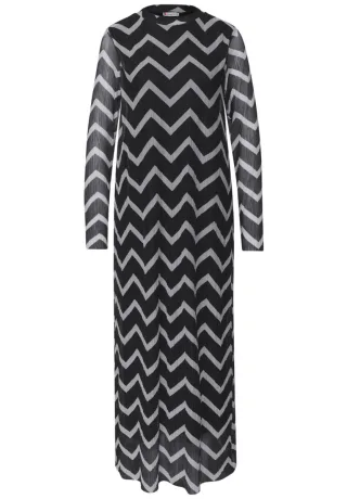 Street One - Mesh-Plissée Kleid schwarz - Gr. - 42
