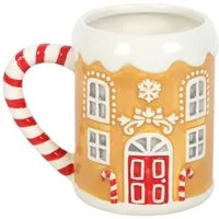 Something Different Tasse 3D Tasse Weihnachten Becher mit Zuckerstangen-Lebkuchenhaus