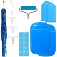 FOUORTUNATE-BEE Kreativset Diamond Painting Zubehör Stift Setmit Ersatzspitzen und Rollen Basteln, Diamond Painting Pen Set Blau Ersatzspitzen Rollen für kreative Kunst