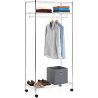 IDIMEX Garderobenständer BRINDISI, Garderobenwagen BRINDISI Chrom, Rollgarderobe, mobiler Kleiderständer
