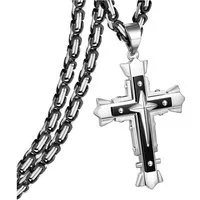 LuxusKollektion Kreuzkette Kreuzkette Herren Edelstahl byzantinisch Schwarz 56.0 Zentimeter