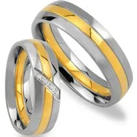 Trauringe123 Trauring Hochzeitsringe Verlobungsringe Trauringe Eheringe Partnerringe aus Edelstahl mit 4 Steine - Ohne stein JE26