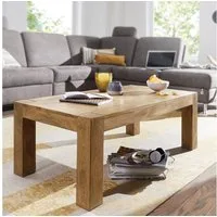 FINEBUY Couchtisch SuVa2396_1 Massivholz 110cm · Rechteckiger Landhaus Wohnzimmertisch (Akazie Massivholz, 110x60x40 cm Rechteckig Modern), Großer Wohnzimmertisch, Sofatisch Kaffeetisch