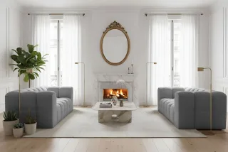Sofaset Designersofa SOLVIE 2-2 in Stoff Tiffani Grau