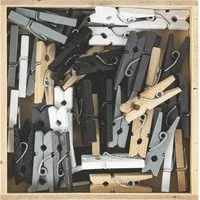 Stylex Schreibwaren Wäscheklammern 50 Mini-Wäscheklammern / Mini Clips / aus Holz