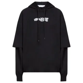 Off-White Carlos Type Double Tee Schwarzer Kapuzenpullover