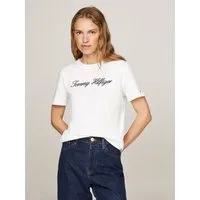 Tommy Hilfiger T-Shirt NOS SCRIPT REGULAR C-NK SHORT SLEEVE mit Rundhals und kontrastfarbener Stickerei, Regular Fit