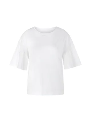 Marc Cain Collections - Baumwollstretch-Shirt mit Smokdetails white - Gr. - 36