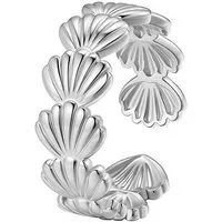 Hey Happiness Fingerring Muschel Kranz, offener Edelstahl Damenring, Verstellbarer Statement Ring mit Muschelmotiven, wasserfest für Strand