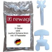 rewagi Gardinengleiter 100 X Gleiter & 6 Feststeller, Überklipshaken, Faltenhaken, Gardinen, Vorhänge, Gardinenstangen, Innenlaufsysteme, Gardinenschienen, Gardinenleiste, (106-St., 100 X Gleietr & 6 Feststeller), Laufnut - Spurbreite Gardinenschiene