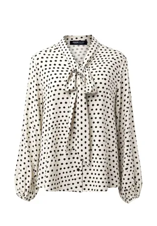 FRANK WALDER - Bluse IVORY NOIR mit Raffung ecru/schwarz - Gr. - 40