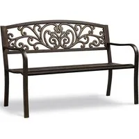 Yaheetech Gartenbank aus Mattiertem Metall mit Wellenmuster im Vintage-Stil, 3-Sitzer-Metallbank für Garten/Terrasse/Balkon