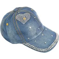 Einkaufszauber Schirmmütze Designer Baseball Cap Schirmmütze Jeans mit Herz Aus echtem Denim Jeansstoff gefertigt