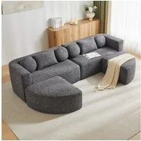 Odikalo Sofa Schlafsofa Modulares Sofa mit Schlaffunktion, Vollkomprimierte Cloud Couch, Chenille, Ohne Montage,B292 x T165x H68 cm