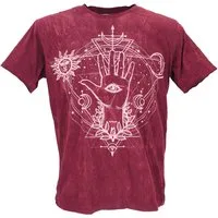 Guru-Shop T-Shirt Mirror Herren T-Shirt, Yoga Shirt - Hamsa Hand/.. Goa Style, Festival, alternative Bekleidung