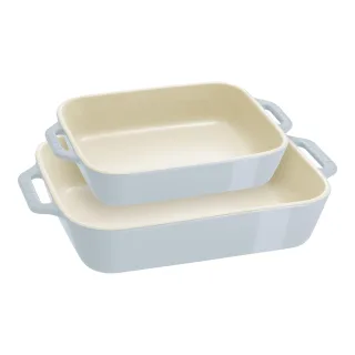 Staub Ceramique Ofenformenset 2-tlg, rechteckig, Hellblau, Keramik