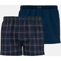 TOM TAILOR Boxershorts Milos (2er Pack) bequem, leicht, Logopatch, basic, kariert, Baumwolle