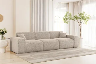 Sofa Designersofa CELES PREMIUM 3-Sitzer in Stoff Sven Cappuccino