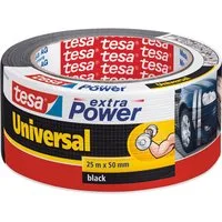 tesa Klebeband (Spar-Set, 1-St., 1 x tesa extra Power Universal Gewebeband, 25 m x 50 mm, Schwarz) schwarz - 25 m : 50 mm