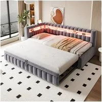 Odikalo Schlafsofa Schlafcouch Tagesbett Daybed Daybett USB Kopfteil 90x200cm Mehrfarbig