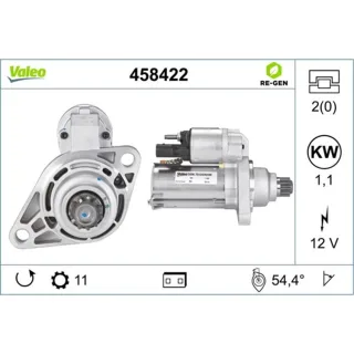Valeo Starter 1,1 kW Audi Seat Skoda VW 458422