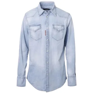 Dsquared2 Klassisches Westernhemd In Verwaschenem Denimblau