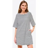 Imily Bela Shirtkleid Damen Mini lässig locker Halbarm Rundhals (Packung, 1-tlg., 1per-Pack) gestreift mit Eingrifftaschen