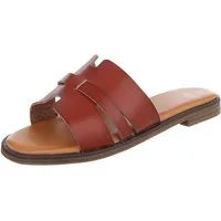 Ital-Design Komfortable Damensandalen mit gekreuzten Riemen für Freizeit Pantolette (91409282) Blockabsatz Pantoletten in Braun