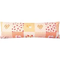 Heubergshop Seitenschläferkissenbezug, 40x145cm Landhaus Blumen Geblümt Herz Baumwolle Orange (EW-422-7)