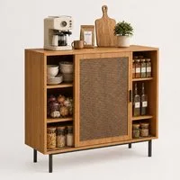 Yorbay Sideboard Küchenschrank, Kommode Aufbewahrungsschrank mit 2 Schiebetüren (Set), 100x37x90 cm Verstellbare Regalböden, geeignet für Wohn- und Esszimmer