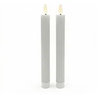 relaxdays LED-Kerze LED Stabkerzen 2er Set, Hellgrau