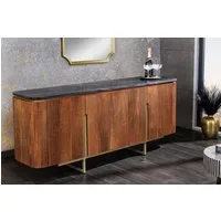 riess-ambiente Sideboard GATSBY 160cm braun / grau / gold (Einzelartikel, 1 St), Wohnzimmer · Massivholz · Metall · Marmor · Kommode · Retro Design