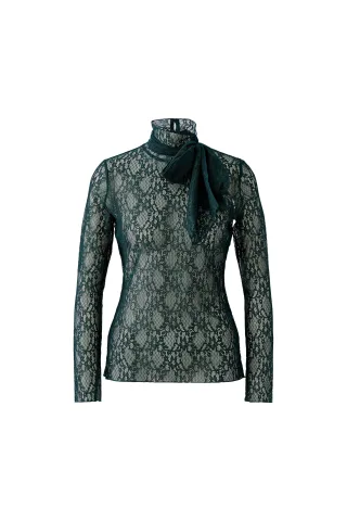 Oui - Langarmshirt Spitze scarab - Gr. - 38