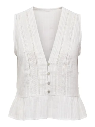 ONLY - ONLTALLI SL EMB TOP WVN cloud dancer - Gr. - M