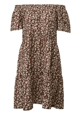 Q/S designed by - Stufenkleid mit Volants braun/beige - Gr. - 34