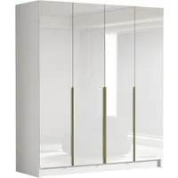 MIRJAN24 Kleiderschrank Santi I (mit vier Drehtüren) Kleiderstange, Metallgriffe