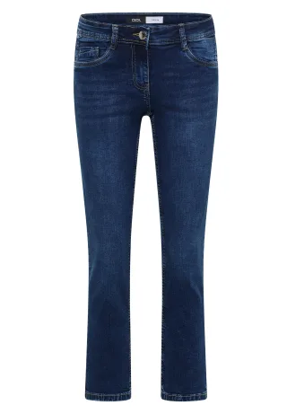CECIL - Mid Waist Straight Leg Jeans im Casual Fit mid blue used wash - Gr. - 30