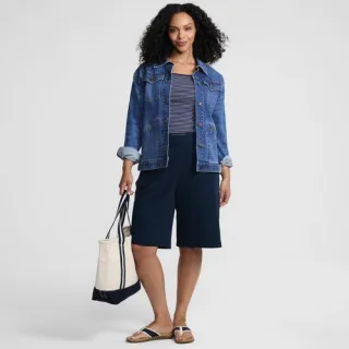 Bermuda-Shorts SPORT KNIT, Damen,  Blau, Baumwolle, by Lands' End