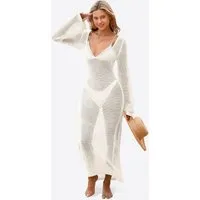 Imily Bela Strandkleid Damen Häkelstrick Beach Bikini Cover-Up Strandüberwurf (Packung, 1-tlg., 1per-Pack) mit Glockenärmeln und V-Ausschnitt