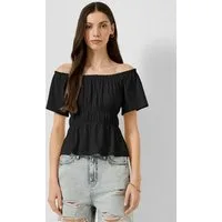 QS Kurzarmshirt T-Shirt T-Shirt mit Off-Shoulder-Ausschnitt