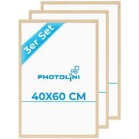 PHOTOLINI Bilderrahmen 3er Set modern mit bruchsicherem Acrylglas, Holz MDF, Fotos & Poster, für 3 Bilder (3er Set), Posterrahmen 40x60 cm zum Aufhängen