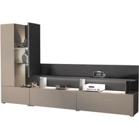 Lomadox Wohnwand SELCE-83, in beige mit anthrazit, 270 cm breit ink. LED Beleuchtung