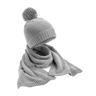 Beechfield Unisex Erwachsene Flecked gestrickte Mütze und Schal Set (Hellgrau)